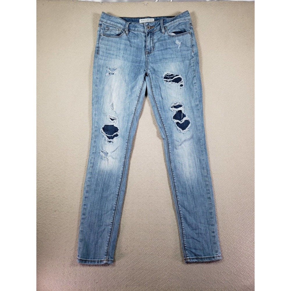 Bullhead Jeans Womens 9 Distressed Denim Low Rise Skinny Stretch Cotton Blend